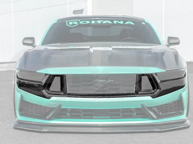 2024-Up Ford Mustang S650 Dark Horse | CARBON FIBER Front Upper Grille Insert Trim Pair